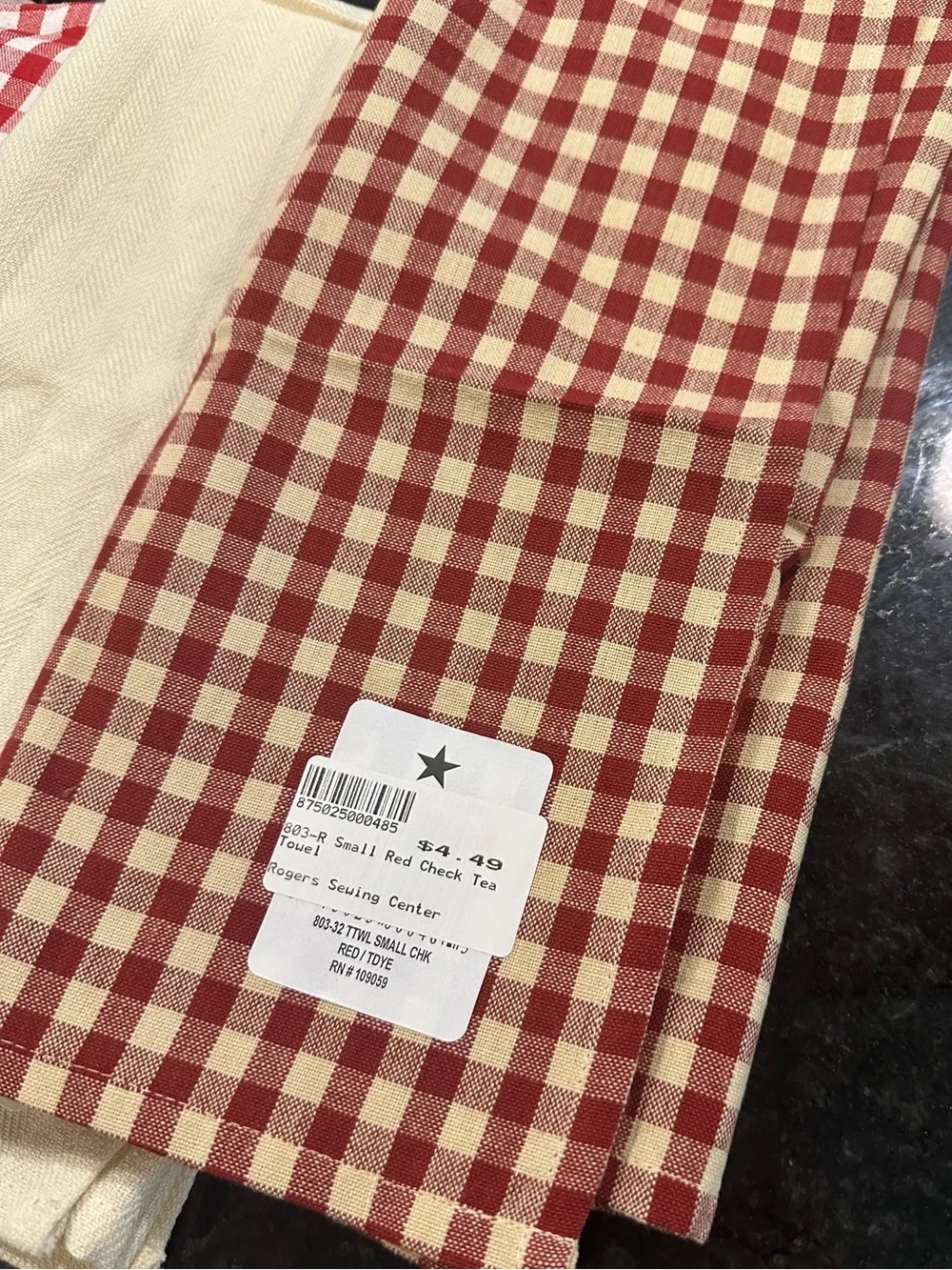 Set of 11 Assorted Checked and Solid Kitchen Towels - Red, Cream, Beige